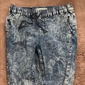 High waisted acid washed joggers